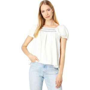 NWT Madewell Seahorse Embroidery Top 3X Plus Blue Zig Zag Embroidered Square Top